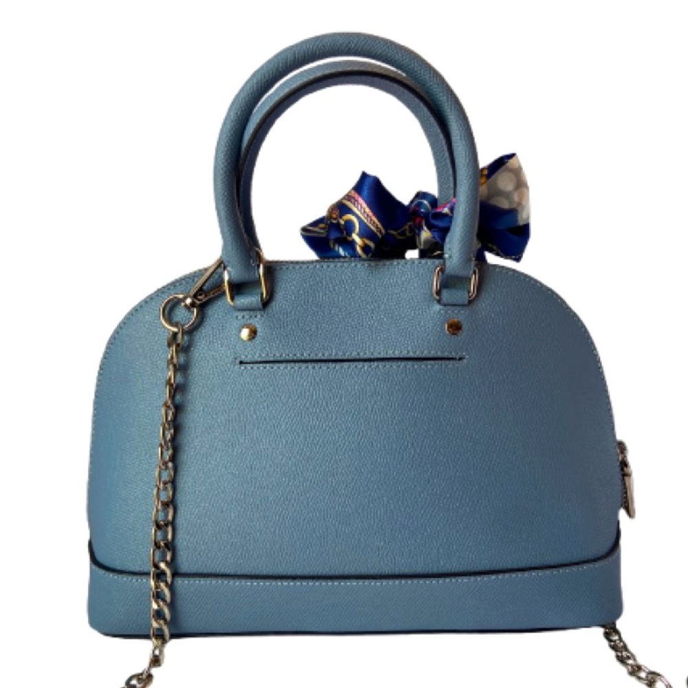 Coach Blue Handbag with Scarf and Gold Accents comes with bag scarf & dusty.EUC - Picture 2 of 5